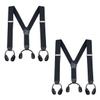 Buyless Fashion Button End 2 Pack Suspenders for Men - 48" Adjustable Straps 1 1/4" - Y Shape - 5113-2-Black view 1