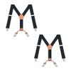 Buyless Fashion 2 Pack Adjustable Suspenders for Kids - 26" Elastic Straps 1" - Leather Y Shape Back - 5151-2 - Black view 1