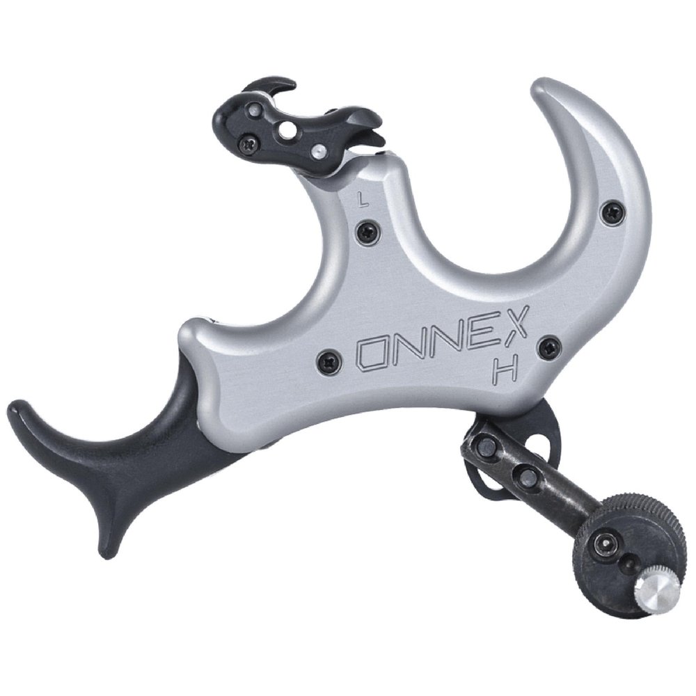 Stan OnneX Hinge Archery Release  Micro-Adjustable Hinge with Draw Control, Click Options, and Modular Fit for 3 or 4 Fingers, Echo Grey, S