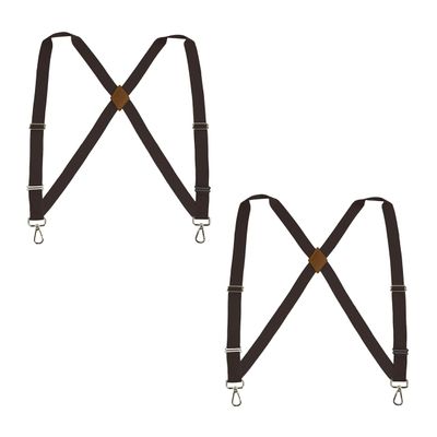 Buyless Fashion Trucker 2 Pack Suspenders for Men - 48" Elastic Adjustable Straps 1" - X Back Utility Braces - 5149-2-Brown