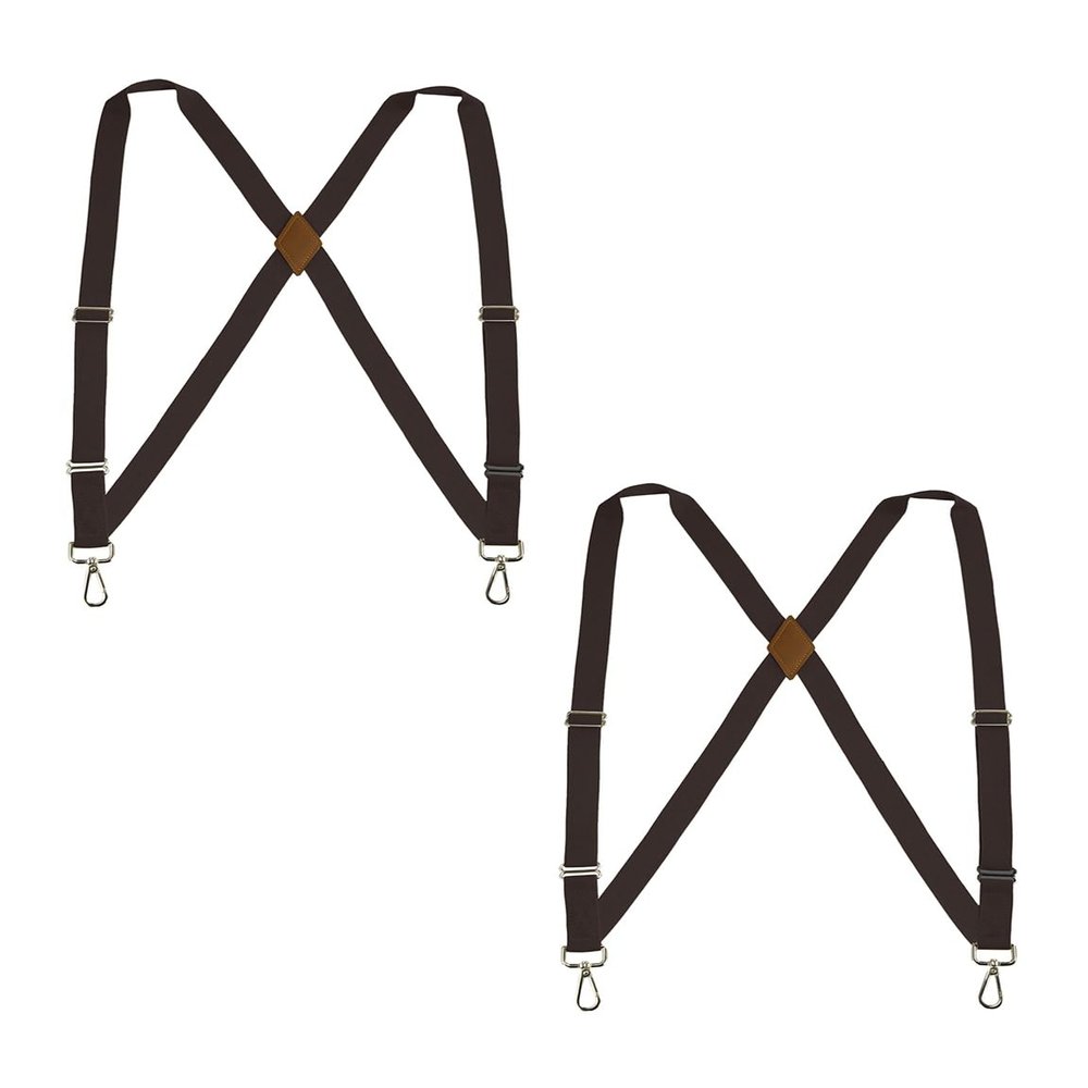 Buyless Fashion Trucker 2 Pack Suspenders for Men - 48" Elastic Adjustable Straps 1" - X Back Utility Braces - 5149-2-Brown
