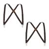 Buyless Fashion Trucker 2 Pack Suspenders for Men - 48" Elastic Adjustable Straps 1" - X Back Utility Braces - 5149-2-Brown view 1