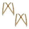 Buyless Fashion Trucker 2 Pack Suspenders for Men - 48" Elastic Adjustable Straps 1 1/4" - X Back Utility Braces - 5150-2-Tan view 1
