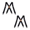 Buyless Fashion 2 pack Suspenders for Men - 48" Adjustable Straps 1 1/4" - X Back With Black Clips - 5142-2-Black view 1