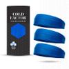COLD FACTOR Cooling Headband for Women and Men  UPF 50+ Advanced Evaporative Comfort, Instant Cooling Sweatband for Outdoor Sports, Fitness, Yoga, Hiking, Running, and Workout  3 Pack (Blue) view 1