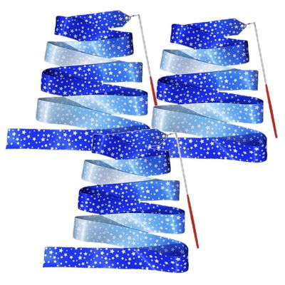 KRILLIQ Dance Ribbons 3 Pcs Rhythmic Gymnastics Ribbon Baton Twirling Streamers Fitness Swing Ribbon Rainbow Streamers for Kids Artistic Dancing for Exercise