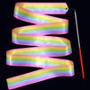 KRILLIQ Dance Ribbons 3 Pcs Rhythmic Gymnastics Ribbon Baton Twirling Streamers Fitness Swing Ribbon Rainbow Streamers for Kids Artistic Dancing for Exercise view 3