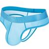 JOCKMAIL Men's Thong Underwear Sexy Jockstraps for Men Nylon Blend Ice Silk Underwear 2 Pack (US, Alpha, XX-Large, Regular, Regular, navy+sky blue) view 3