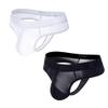 JOCKMAIL Men's Thong Underwear Sexy Jockstraps for Men Nylon Blend Ice Silk Underwear 2 Pack (US, Alpha, X-Large, Regular, Regular, black+white) view 1
