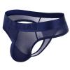 JOCKMAIL Men's Thong Underwear Sexy Jockstraps for Men Nylon Blend Ice Silk Underwear 2 Pack (US, Alpha, Large, Regular, Regular, navy+skin) view 2