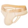 JOCKMAIL Men's Thong Underwear Sexy Jockstraps for Men Nylon Blend Ice Silk Underwear 2 Pack (US, Alpha, Large, Regular, Regular, navy+skin) view 3