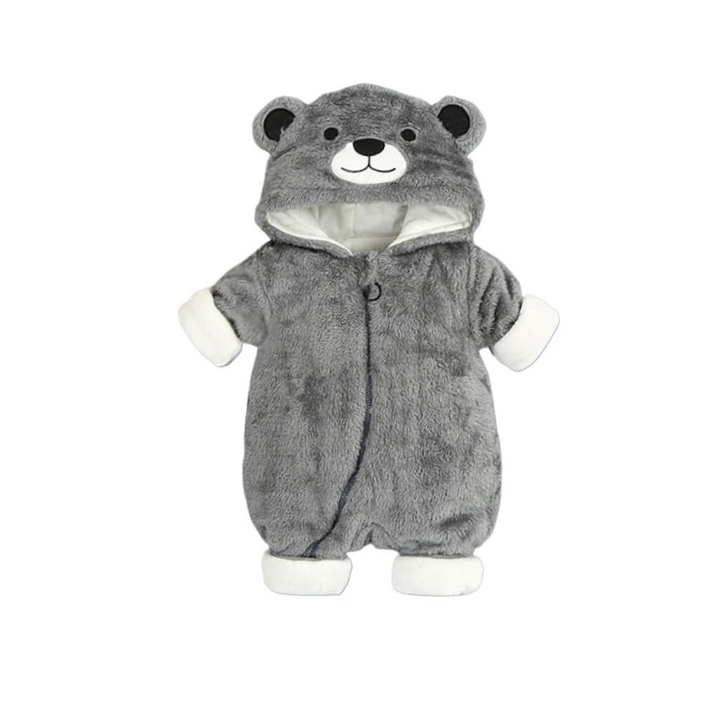 Unisex Baby Clothes Winter Coats Onesie Cute Newborn Snowsuit Fleece Bodysuits Cartoon Bear Warm Hooded Outfits (Size : White_59cm)