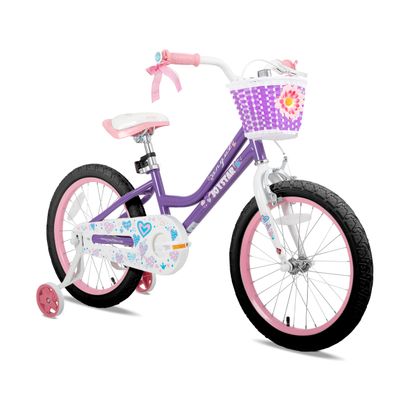 JOYSTAR 20 Inch Girls Bike for 7 8 9 10 Years Old 20" Kids Bikes for Ages 7-10yr with Training Wheels and Basket Children's Bicycle with Handbrake in Purple