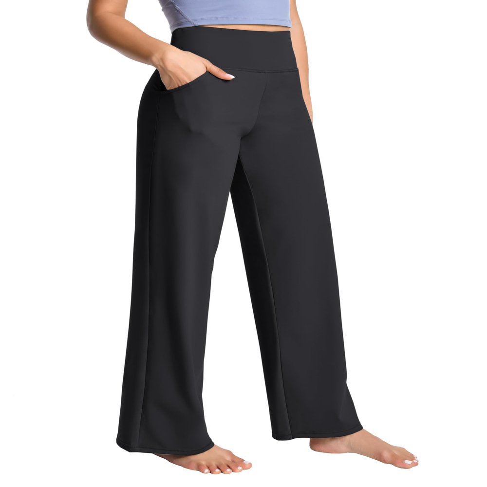 BUBBLELIME 29"/31"/33"/35"/37" Women's Wide Legs Yoga Pants Loose Lounge Sweatpants - Wide Legs_Black XL_31" Inseam