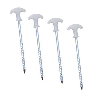 Happyyami 4pcs Ground Nail Tent Peg Stakes Hiking Tent Camping Tent Stake Traveling Accessories Heavy Duty Tent Ground Anchor Stakes Tarp Hooks Metal Tent Pegs Tool Stainless Steel Spiral