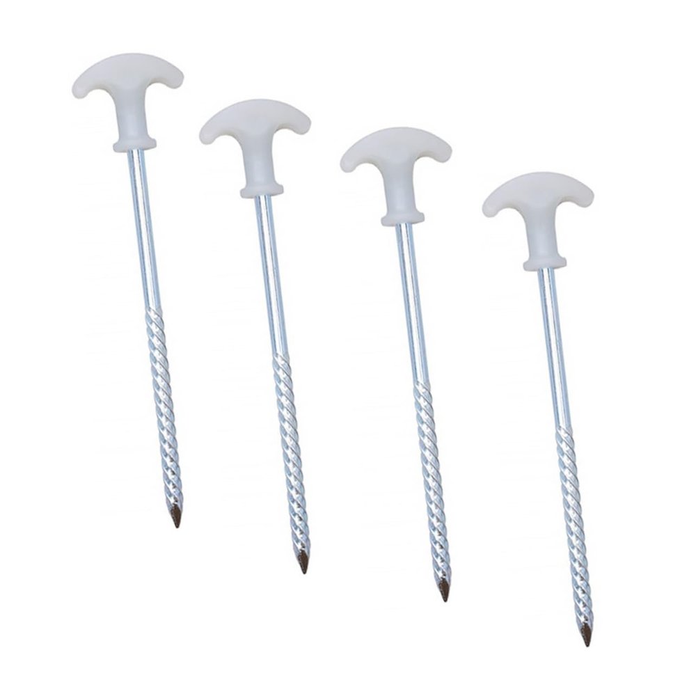 Happyyami 4pcs Ground Nail Tent Peg Stakes Hiking Tent Camping Tent Stake Traveling Accessories Heavy Duty Tent Ground Anchor Stakes Tarp Hooks Metal Tent Pegs Tool Stainless Steel Spiral