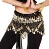 Belly Dance Belt, Scarf Belly Dance Waist Chain Belt with Girls Women's Shape Skirts Dancing Costume Gold Skirts, Black view 4
