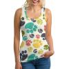 Colorful Doodle Paw Print Lightweight Tank Top for Women Racerback Workout Tops Sleeveless Athletic Running Shirts 2XL view 1