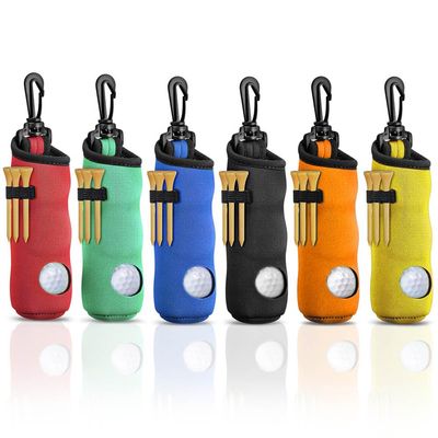 6 Pcs Golf Ball Carry Bag Neoprene Golf Tee Holder Pouch Portable Golf Ball Holder with Hook Keychain Belt Clip Golf Ball Bag Pouch Club Golf Gifts for Men Women,Multicolor