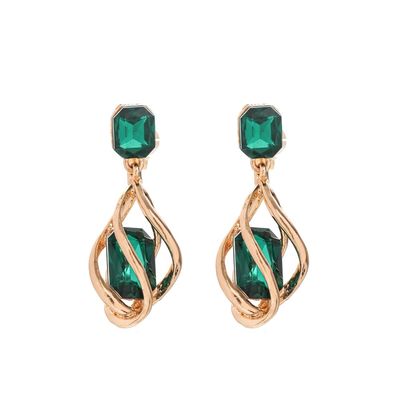 Women's Ear Clips Non Pierced Clip On Earrings Dangle Earrings (Emerald Green Clip On)