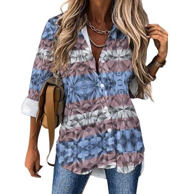 Abstract Transgender Flag Women's T-Shirt Irregular Hem Shirt Long Sleeve Blouse Loose Fit Tee Tops 4XL