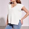 Saodimallsu Womens V Neck Sweater Vest Oversized Ribbed Knit Sleeveless Casual Loose Fit Pullover Tank Top White view 3