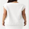 Saodimallsu Womens V Neck Sweater Vest Oversized Ribbed Knit Sleeveless Casual Loose Fit Pullover Tank Top White view 4