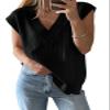 Saodimallsu Womens V Neck Sweater Vest Oversized Ribbed Knit Sleeveless Casual Loose Fit Pullover Tank Top Black view 1