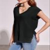 Saodimallsu Womens V Neck Sweater Vest Oversized Ribbed Knit Sleeveless Casual Loose Fit Pullover Tank Top Black view 3