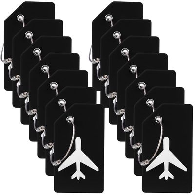 14 Pack Silicone Luggage Tag for Suitcases with Stainless Loop, TSA Approved, Privacy Protection Travel Essentials Bag Tags by Gostwo, Black