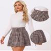 Allegra K Plaid Tweed Skirt for Women's Elegant High Waist Button Decor A-Line Mini Skirts X-Large Black Red view 2