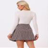 Allegra K Plaid Tweed Skirt for Women's Elegant High Waist Button Decor A-Line Mini Skirts X-Large Black Red view 3