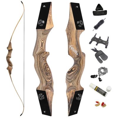 60 Inch Black Hunter Original Recurve Bow 20-60lbs Traditional Wood Longbow Right and Left Handed American Hunting Longbow for Outdoor Hunting Shooting (25 Lbs, Wood/Right Handed)