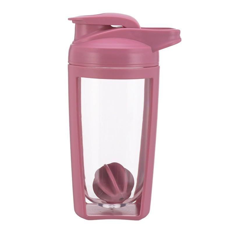 1pc Shaker Cup Fitness Sports Bottle Portable Large Capacity Plastic Protein Powder Shake Mixer (Pink, 650Ml)
