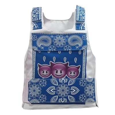 F.N.JACK Tactical Vest Paisley - Adjust Straps and Belt with 2 Pockets Outerwear Vests (One Size, Blue an White)