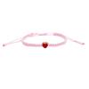 2Pcs/Set Colorful Heart Beaded Matching Bracelets Sweet Heart Braided Adjustable Bracelets Couple Friendships Long Distance Bracelets for Lover Best Friends-Pink+Red view 2