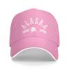 Alaska Est. 1959 State Map Souvenir Gift Men Baseball Cap Women Adjustable Sun Summer Dad Golf Trucker Hat Pink view 1