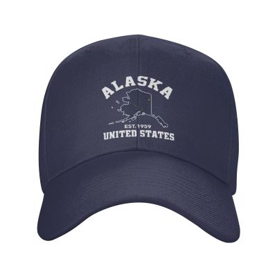 Alaska Est 1959 Patriotic Flag Curved Brim Baseball Cap Men Adjustable Sun Dad Summer Golf Trucker Hat Navy