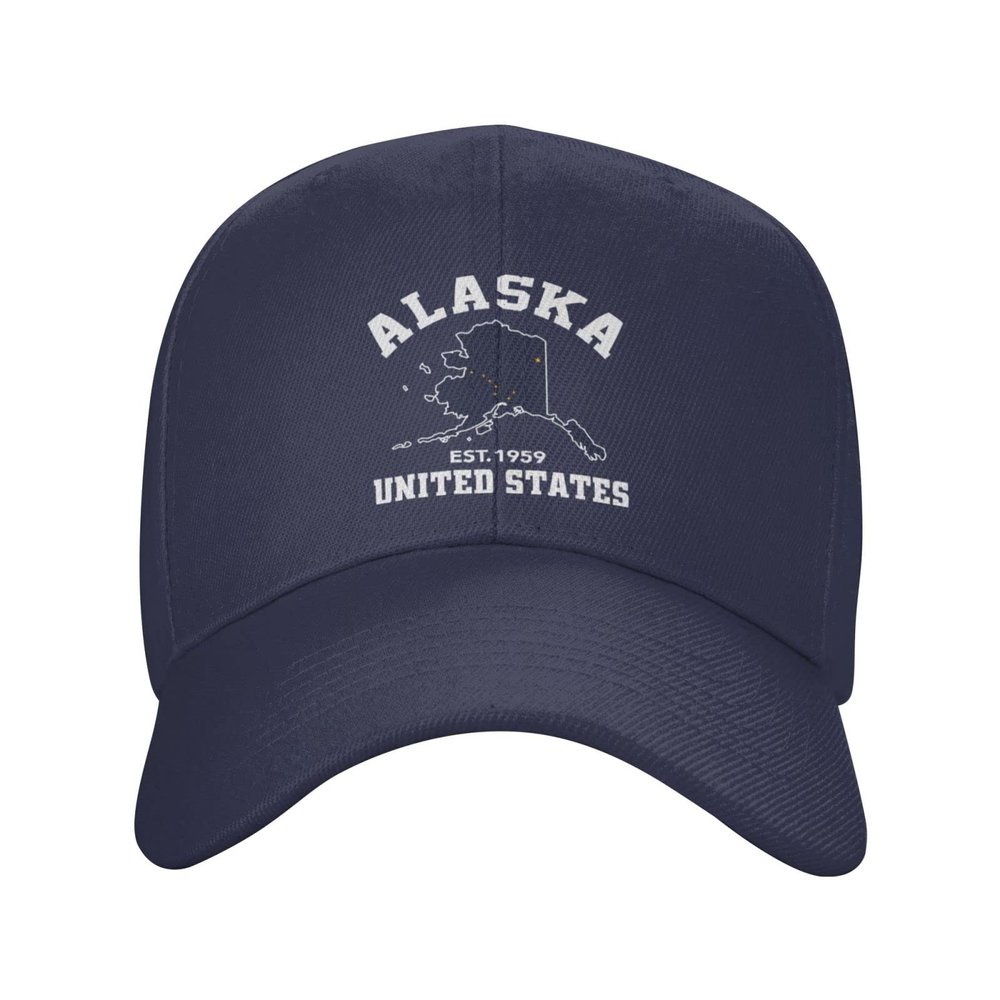 Alaska Est 1959 Patriotic Flag Curved Brim Baseball Cap Men Adjustable Sun Dad Summer Golf Trucker Hat Navy
