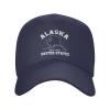 Alaska Est 1959 Patriotic Flag Curved Brim Baseball Cap Men Adjustable Sun Dad Summer Golf Trucker Hat Navy view 1