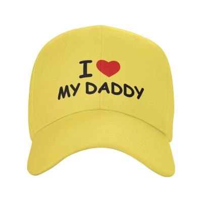 I Love My Daddy Men Curved Brim Baseball Cap Women Adjustable Sun Golf Dad Trucker Hat Yellow