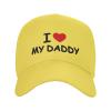 I Love My Daddy Men Curved Brim Baseball Cap Women Adjustable Sun Golf Dad Trucker Hat Yellow view 1