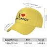 I Love My Daddy Men Curved Brim Baseball Cap Women Adjustable Sun Golf Dad Trucker Hat Yellow view 3