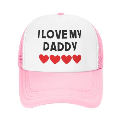 Heart I Love My Daddy Kids Sun Trucker Hat Toddler Summer Mesh Back Adjustable Snapback Baseball Cap