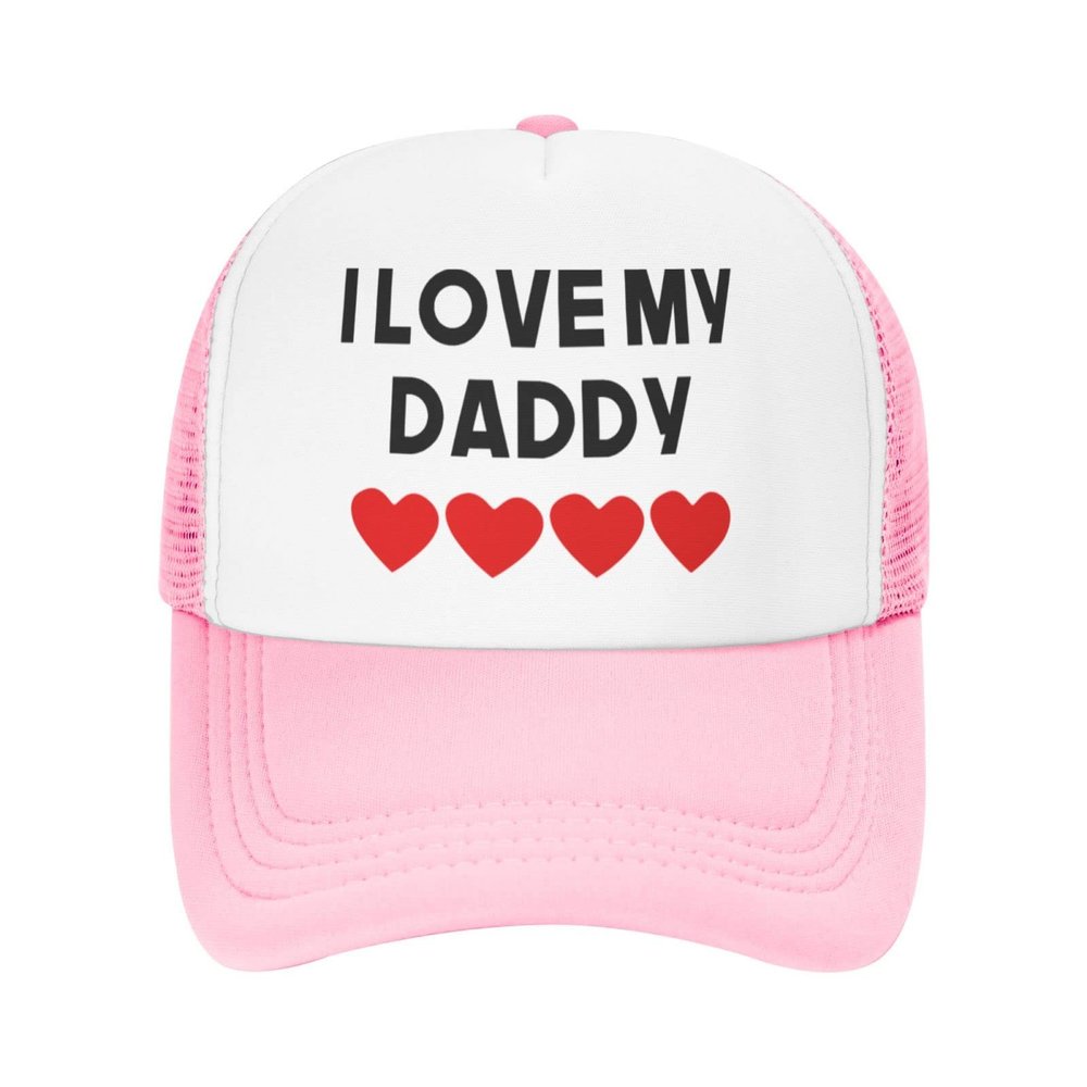 Heart I Love My Daddy Kids Sun Trucker Hat Toddler Summer Mesh Back Adjustable Snapback Baseball Cap