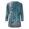 3/4 Sleeve Womens Tops Summer 2025 Trendy Medium Green Round Neck Casual Basic Elbow Daily Blouse Floral Print T Shirts Loose Fit Three Quarter Sleeve Blouses view 4
