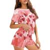 Belidome Valentines Day Pajama Set Women with Love Heart Print Short Sleeve Pjs Summer Lounge Sets Loungewear Sleepwear view 3