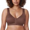 DELIMIRA Women's Front Closure Posture Wireless Back Support Full Coverage Bra Brown Violet 34G view 2