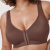 DELIMIRA Women's Front Closure Posture Wireless Back Support Full Coverage Bra Brown Violet 34G view 4