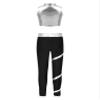 YEAHDOR Kids Girls 2 Piece Dance Set Metallic Sleeveless Tank Top with Skating Legging Ice Skating Gymnastic Outfit Silver 10 Years view 1